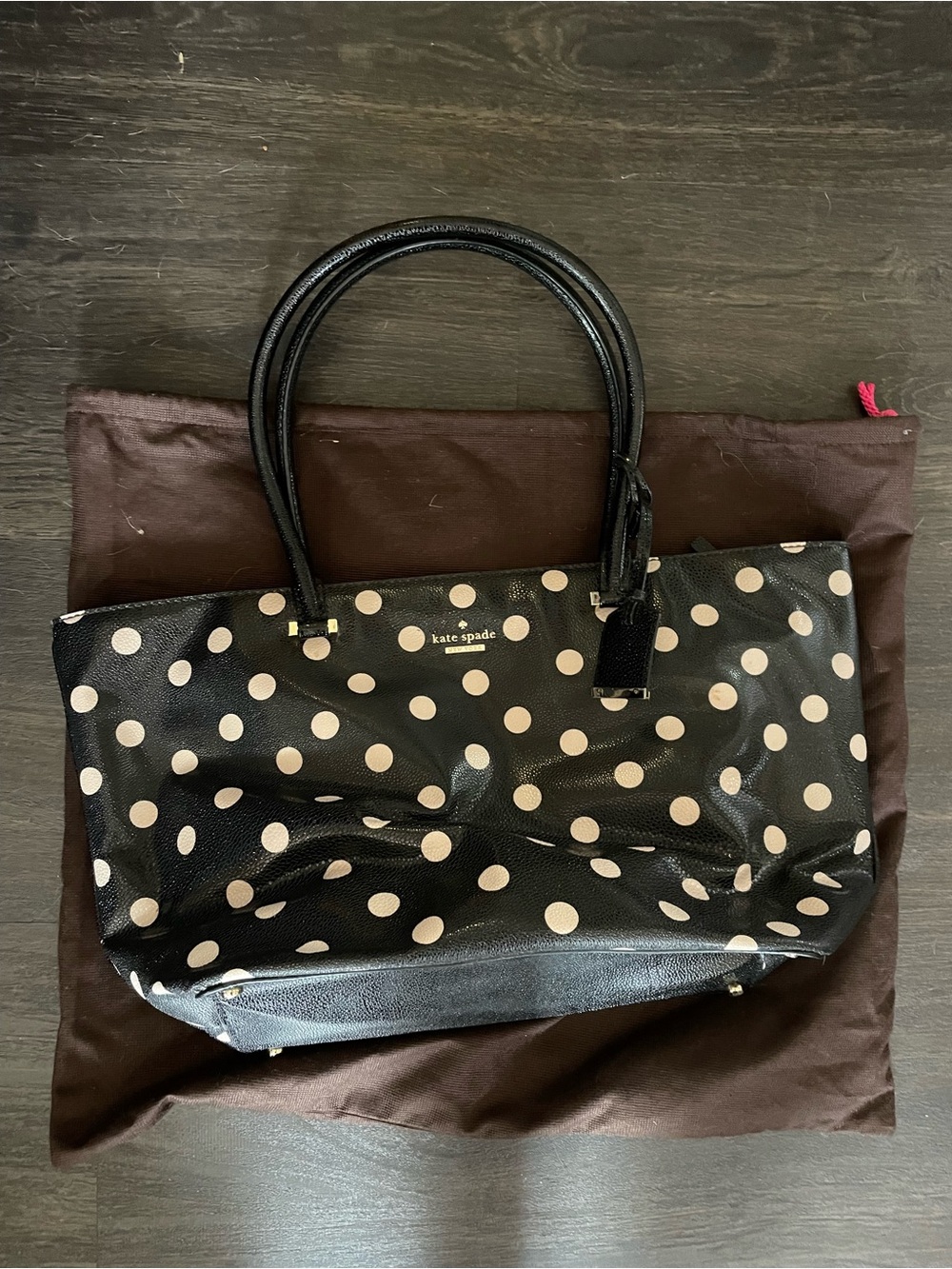 kate spade Black Tote with Polka Dots